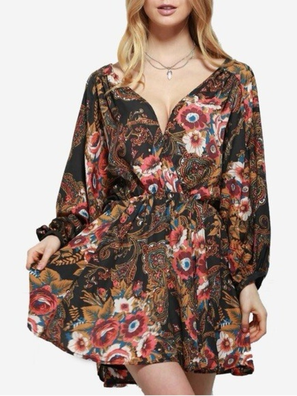 Free People high plains Boho Floral V-Neck Dress